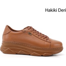 Kadın  Bağcıklı Dolgu Taban Hakiki Deri Sneaker