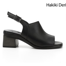 Gönderi(r) Kadın Siyah  Kalın Topuklu Hakiki Deri Sandalet