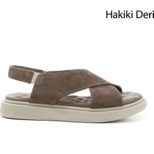 Gönderi(r) Kadın Vizon Süet Çapraz Bantlı Dolgu Taban Hakiki Deri Comfort Sandalet