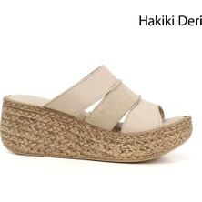 Gönderi(r) Kadın Antik Bej Dolgu Topuk Hakiki Deri Terlik