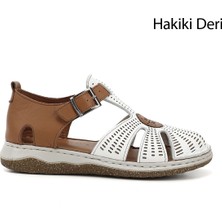 Gönderi(r) Kadın Beyaz Dolgu Topuk Hakiki Deri Sandalet