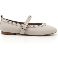 Kadın Nude Kumaş Troklu Mary Jane Babet