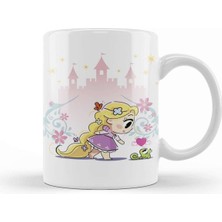 Sevimli Rapunzel Temalı Porselen Kupa Bardak, Beyaz, Şık ve Kullanışlı