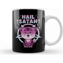 Sevimli Kedi Temalı Metal Müzik Kupa, Porselen, Beyaz