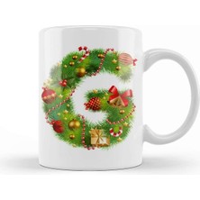 Yılbaşı Temalı G Harfli Beyaz Porselen Kupa Bardak, Şık ve Kaliteli Tasarım