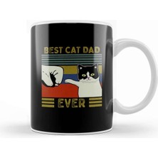 Sevimli Kedi Baba Tasarımlı Vintage Porselen Kupa, Hediye Için Mükemmel Seçenek