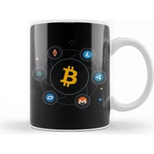 Beyaz Porselen Bitcoin ve Kripto Sevgi Temalı Kupa Bardak