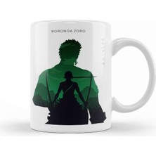One Piece Roronoa Zoro Silüet Porselen Kupa Bardak Beyaz