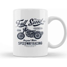 Full Speed Motor Sporları Temalı Porselen Kupa, Şık ve Dayanıklı Tasarım