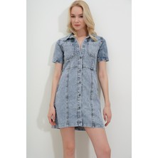 Noa Çift Cepli Kuşaklı Kot Elbise