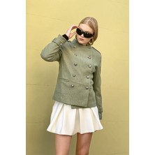 Hakke Komutan Hakim Yaka Düğmeli Kaşe Ceket