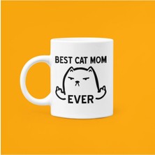 Sevimli Kedi Temalı Baskılı Beyaz Kupa Bardak - Gününüze Neşe Katın