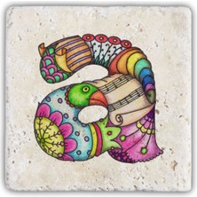 Beyaz Doğaltaş Baskılı Bardak Altlığı, Şık ve Doğal Tasarım Ürün