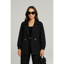 Balon Kol Düğmeli Kısa Trençkot