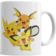 Gri Porselen Pokémon Go Pikachu ve Raichu Kupa Bardak, Şık ve Dayanıklı Tasarım