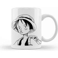 Sevimli Luffy One Piece Manga Porselen Kupa Bardak Beyaz Renk