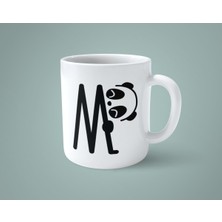 M Harfi Panda Baskılı Şık Beyaz Kupa Bardak, Sevdiklerinize Özel Hediye Seçeneği