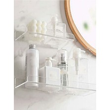 Teknotrust Şeffaf Akrilik Banyo Rafları, 4 Mm, 2'li Set, Beyaz