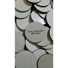 Krem Renk Akçaağaç Ahşap Yuvarlak Nikah Şekeri Süsleme, 500 Adet, 5 cm Çap