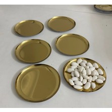 Altı Adet Altın Renkli Mini Pasta ve Tatlı Tabağı, 12 Cm, Şık ve Kullanışlı