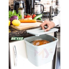 Pratik Kapaklı Dolap Içi Askılı Portatif Çöp Kovası Beyaz