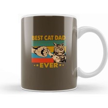 Sevimli Kedi Babası Tasarımlı Vintage Porselen Kupa, Hediye Için Mükemmel Seçenek