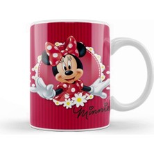 Sevimli Minnie Mouse Tasarımlı Beyaz Porselen Kupa Bardak