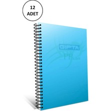Gıpta A4 Spiralli Defter Eko Plastik Kapak Çizgili 100 Yaprak 12 Adet