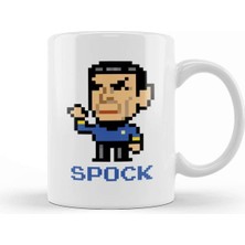 Sevimli Spock Pixel Karakterli Porselen Kupa Bardak, Beyaz Renkli Tasarım