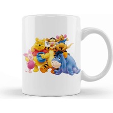 Sevimli Peluş Ayı Temalı Porselen Kupa Bardak, Beyaz Renk