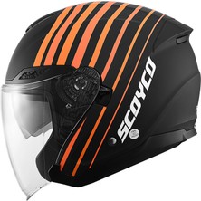 Scoyco OF-669 Truck Mat Siyah-Turuncu Yarım Kask (Güneş Vizörlü)