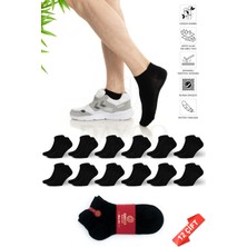 Premium Siyah Renk Erkek Bambu Patik Çorap 12LI Set - 41-45 - 10500-DZ12-SYH