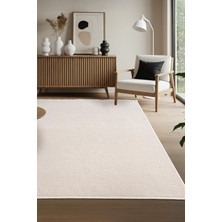 Leon LN001W Beyaz Halı Modern Desen Pamuk Taban Akrilik Tozuaz Salon Yatak Odası Koridor Halısı