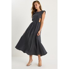 Kadın Yan Bant Detaylı Uzun Modal Elbise