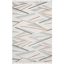 Sümer SM013A Krem Renli Halı Renkli Geometrik Desenli Dekoratif Modern Antialerjik Salon Halısı