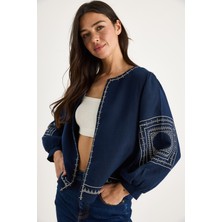 Kadın Nakış Detaylı Yazlık Müslin Ceket G-