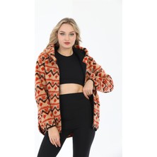 Edelle Uzun Kollu Fermuarlı Kapüşonlu Regular Peluş Sweatshirt