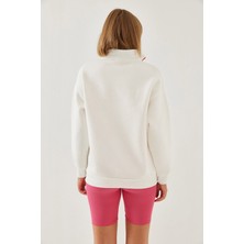 Shade Kadın Dik Yaka Fermuar Detaylı Şardonlu Oversize Sweatshirt