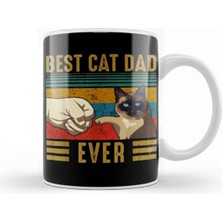 Şık Beyaz Kedi Severler Için Vintage Kupa, Sevgili Babalar Günü Hediye