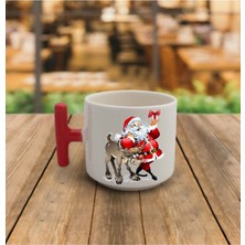 Yılbaşı Temalı El Yapımı Kırmızı Tükenmez Kupa, Şık ve Sıcak Hediye Seçeneği