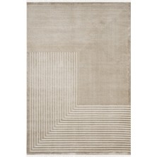 Jade JD016B Bej Halı Modern Geometrik Desenli Triko Akrilik Pamuk Tabanlı Kaymaz Salon Halısı