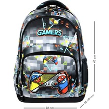 Ortopedik Su Geçirmez Gamer Desen İlkokul Sırt Çantası Termal Beslenme+Kalemlik+Anahtarlık