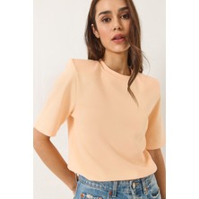 Shade Kadın Bisiklet Yaka Vatkalı Pamuklu Basic T-Shirt
