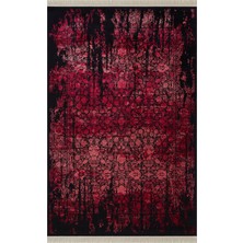 Diamente DM004J Siyah Kırmızı Modern Klasik Desen 100 Tarak Bambu Viskon Halı Ipek Serisi