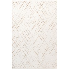 Icon IC003S Krem Modern Gold Detaylı Akrilik Pamuk Tabanlı Salon Koridor Mutfak 4 Mevsim Halı