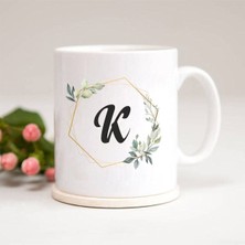 K Harfli Şık Çerçeveli Baskılı Kupa Bardak, Şık ve Kullanışlı Tasarım