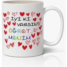Öğretmenler Günü Tasarımlı Beyaz Kupa Bardak, Baskılı Kahve Için Şık Model
