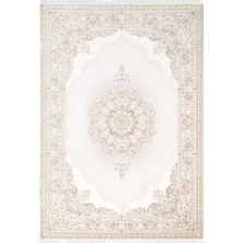 Etro ET005S Bej Klasik Göbekli Desen Parlak Ağır Yüksek Sıklıkta Salon Halısı Ipek Serisi