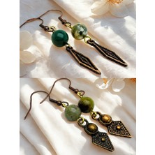 Hint Akiki & Hint Akiki Doğal Taşlı 2'li Küpe Seti