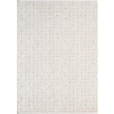 Karmen Halı Best 113A Beyaz Modern Geometrik Desen Parlak Makinada Yıkanabilir Salon Halısı